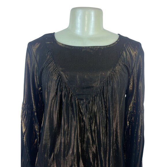 Amadi Womens Metallic Bronze Long Sleeve Blouse XS - Picture 4 of 7